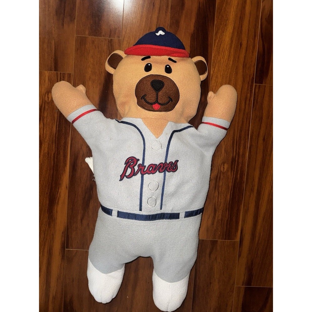 Vintage 1997 Atlanta Braves Crown Crafts 33” Bear Pillow Buddy Plush MLB Vintage